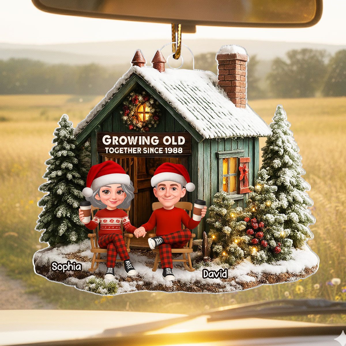 Rustic Farmhouse Couple You & Me We Got This - Personalized Acrylic Ornament - Christmas Gift for him, for her