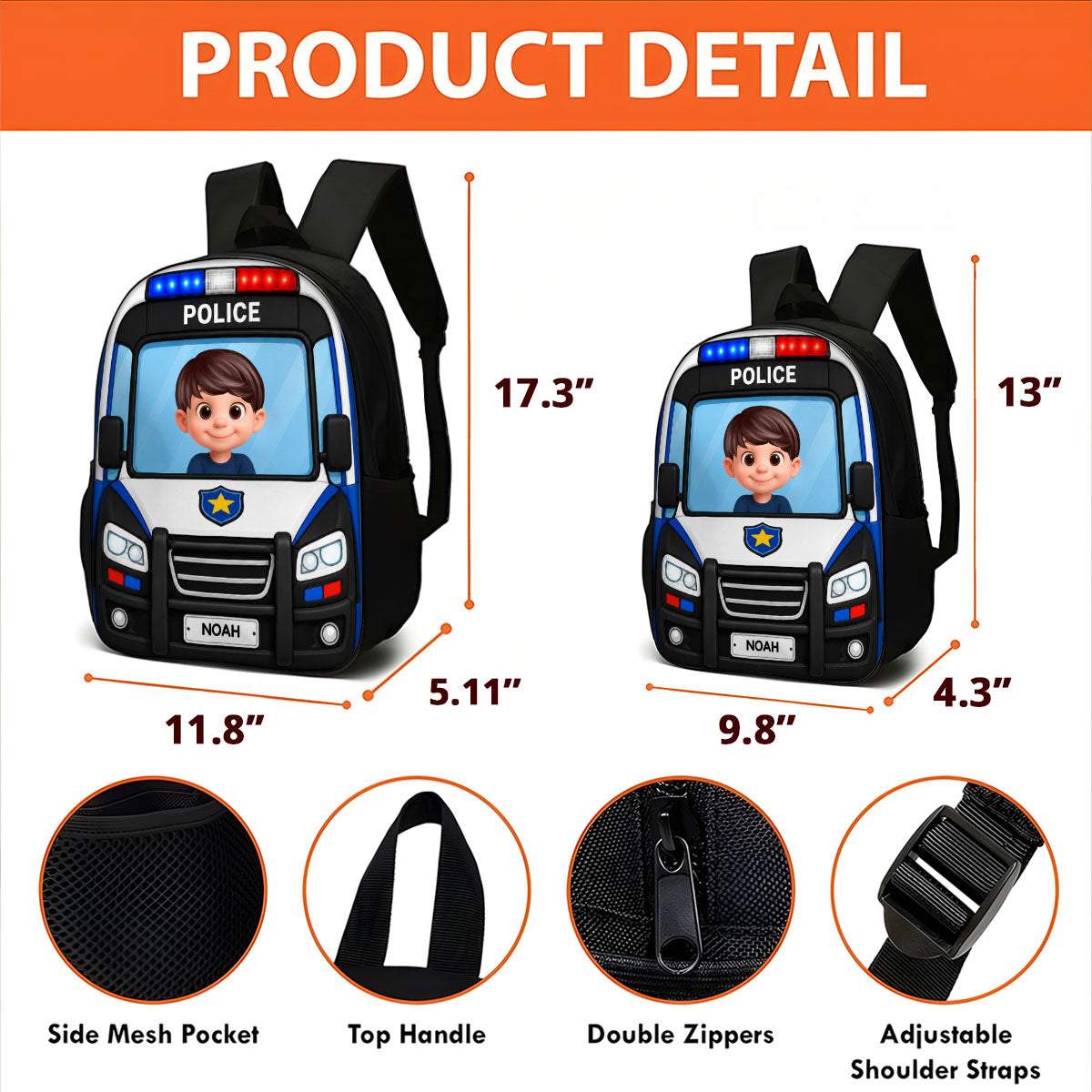 School Bus, Tractor for Boys Girls - Personalized Backpack - Back to School Backpack for Kids