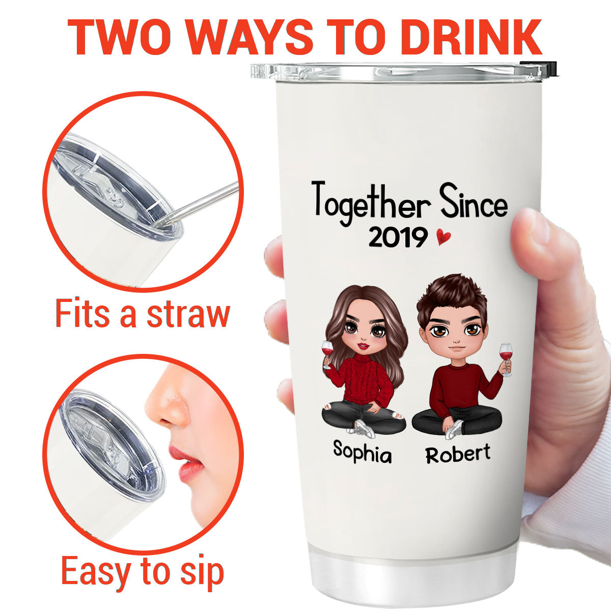 Doll Couple Sitting Gift For Him Gift For Her Personalized Tumbler