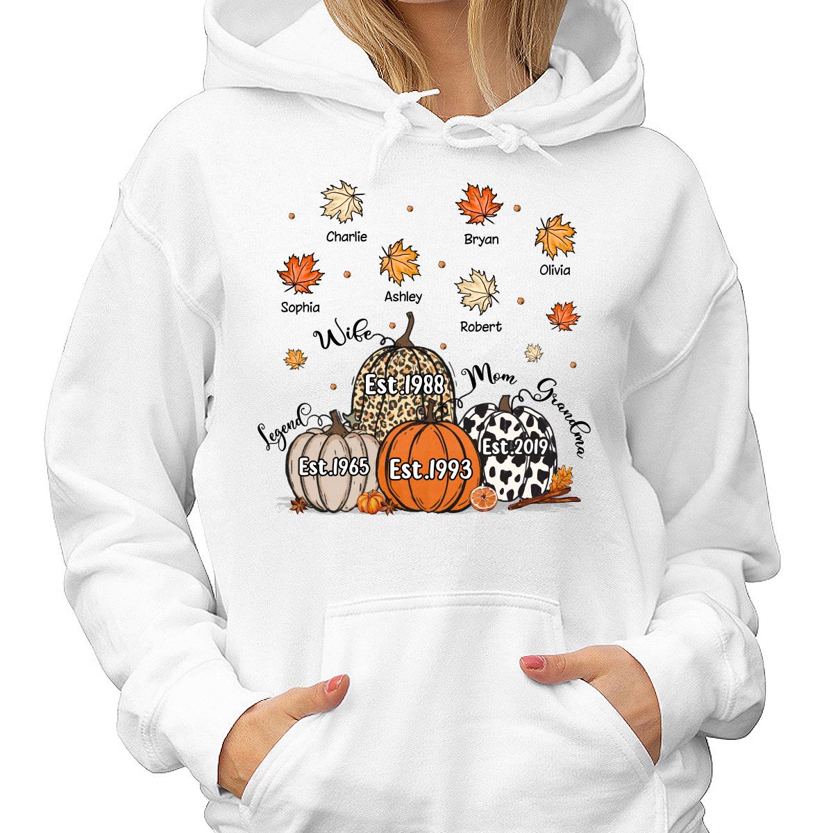 Fall Season Legend Wife Mom Grandma Est. Pumpkins Personalized Shirt