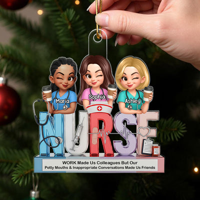 Personalized 3D Effect Nurse Besties Medical Icons Personalized Acrylic Ornament