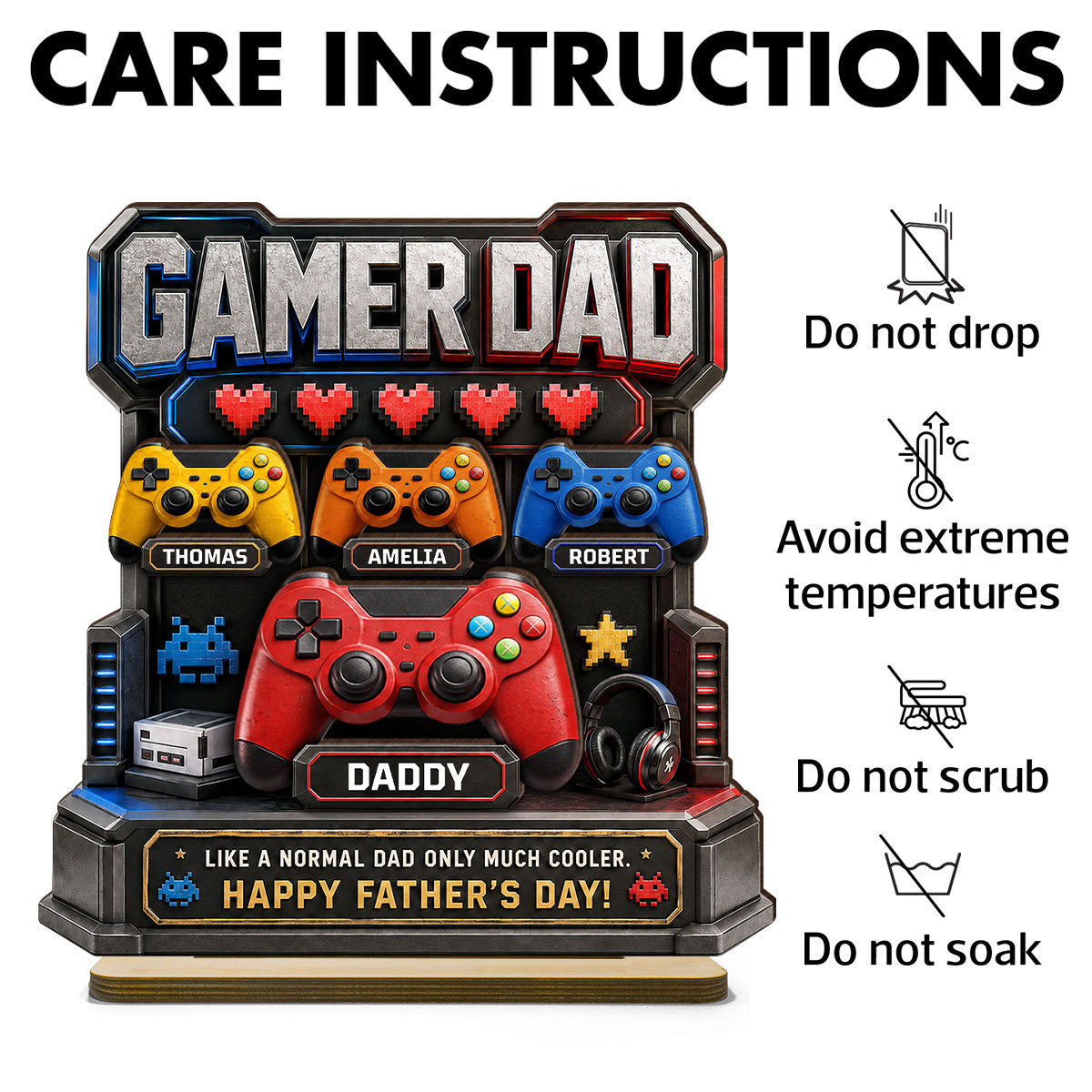 Gamer Dad Much Cooler - Personalized 2-Layered Wooden Plaque - Father's Day Gift for Dad, Husband