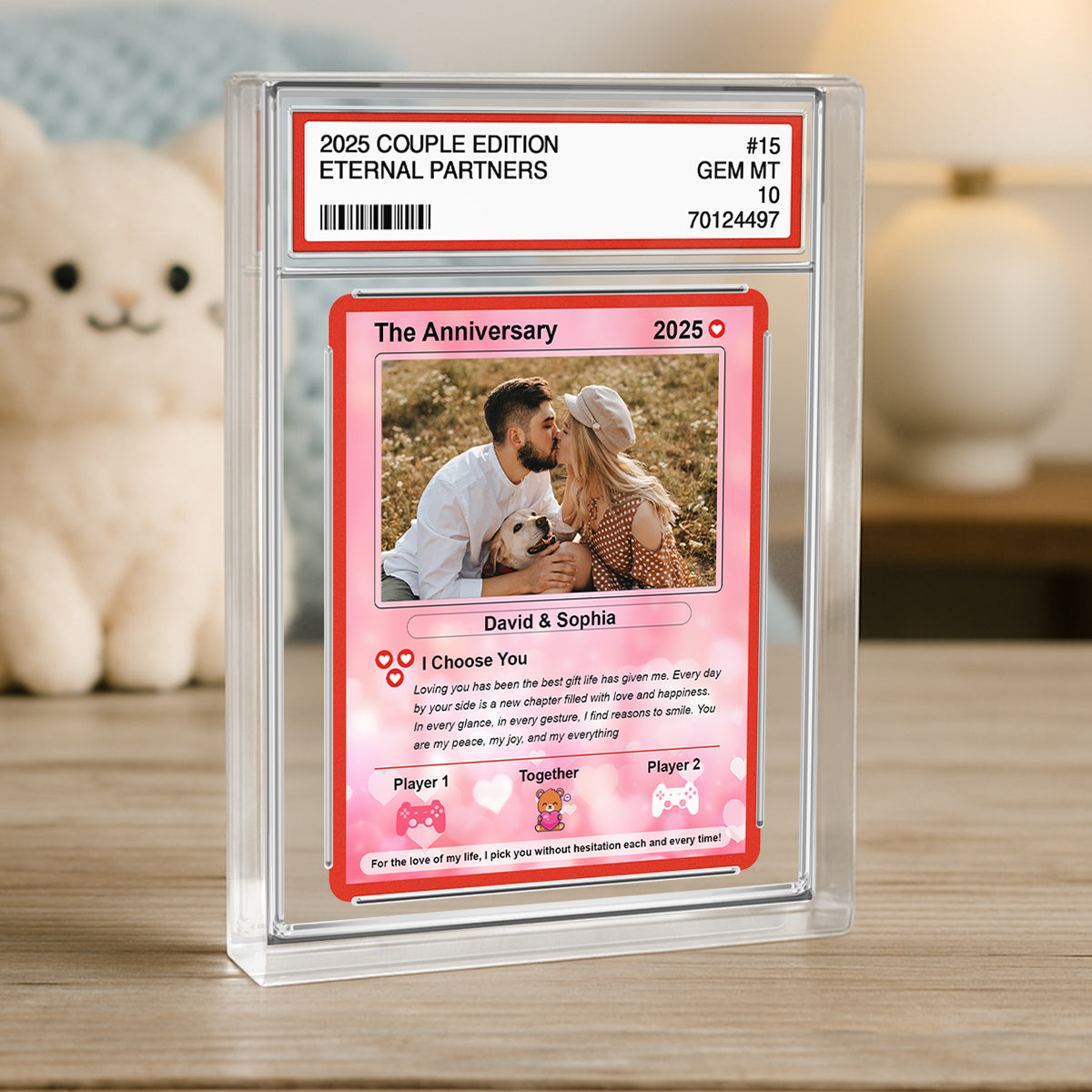 Couple Custom Photo Cartoon Trading Card Style Personalized Acrylic Block Plaque, Gift For Couple