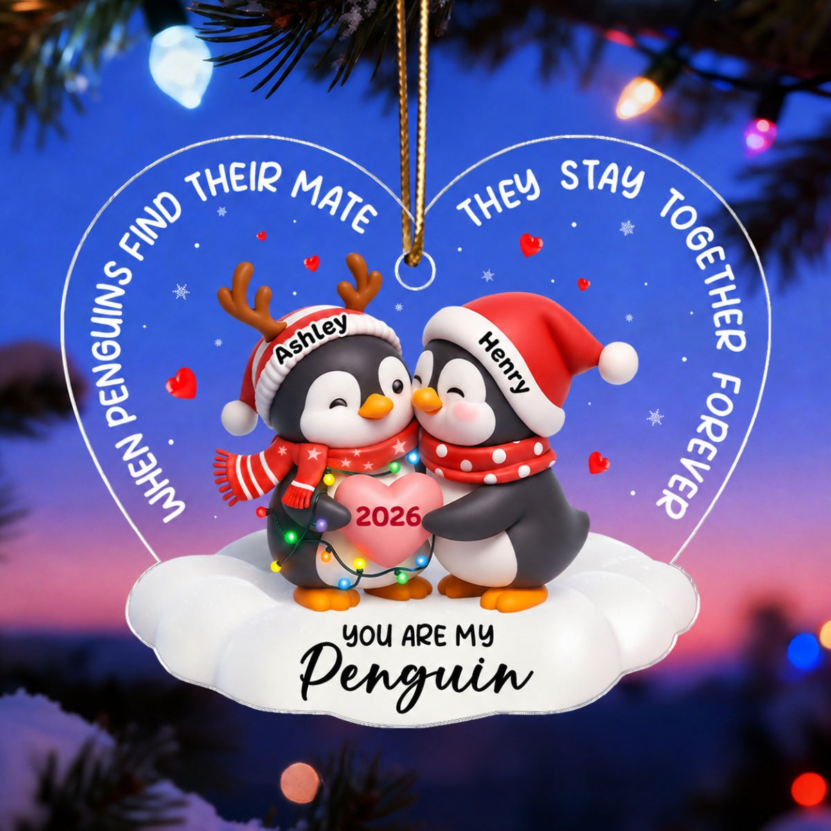You Are My Penguin - Personalized Acrylic Ornament - Christmas Gift for Couple