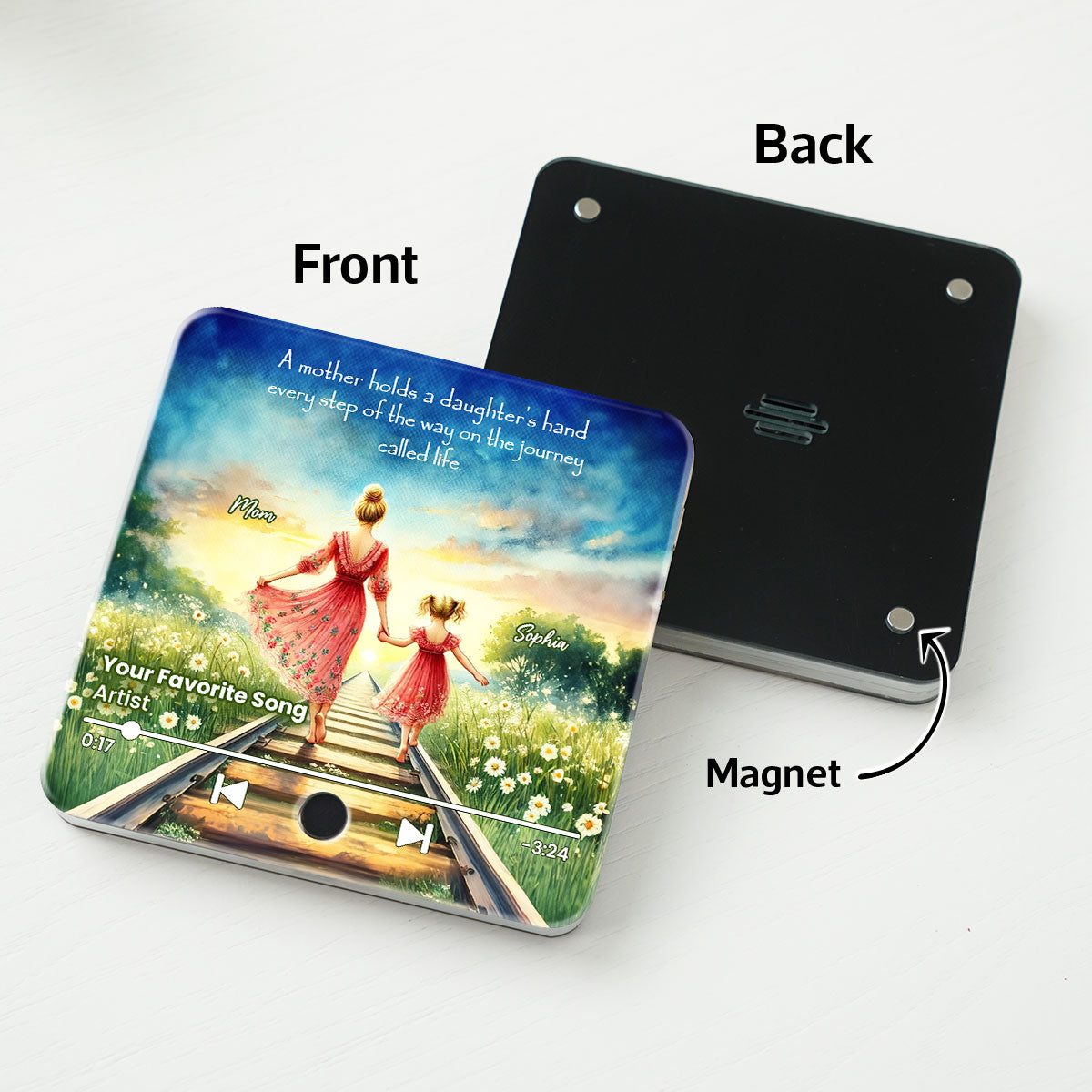 A Mother Holds Her Daughter's Hand Personalized Music Fridge Magnet, Heartfelt Mother Daughter Gift, Birthday Gift for Mom