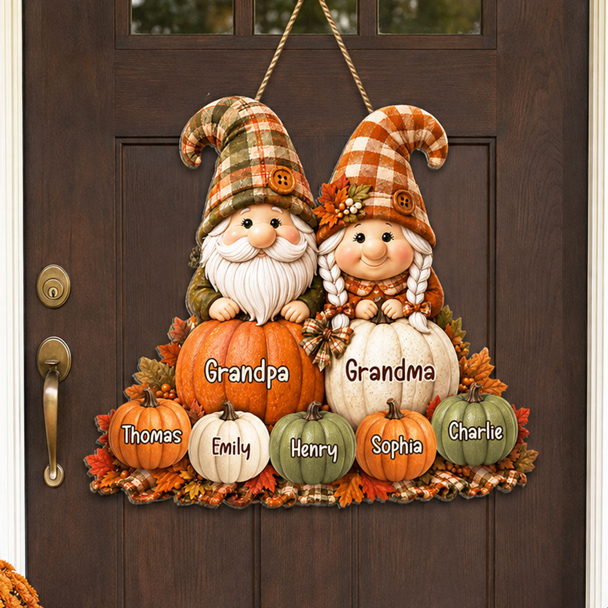 Cozy Warm Fall Season Gnome Grandma Grandpa Pumpkin Patch - Personalized Wood Sign - Fall Decoration For Grandparents