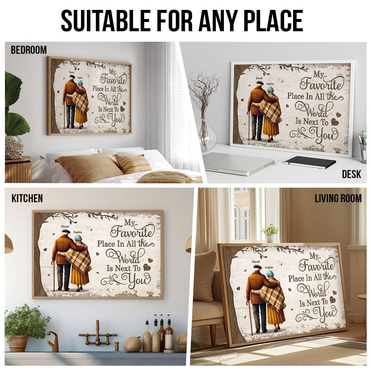 Favorite Place In The World Old Couple Growing Old Together Walking Personalized Poster, Heartfelt Gift For Him, For Her