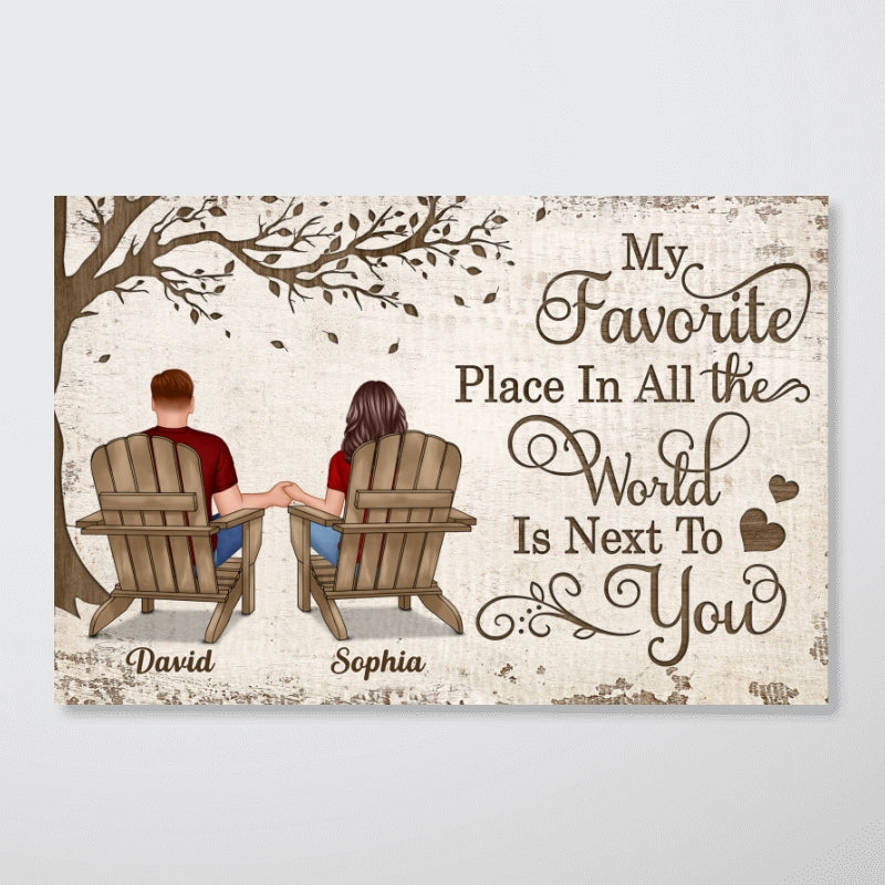 Back View Couple Sitting Under Tree - Personalized Poster - Anniversary Gift for Your Loved Ones