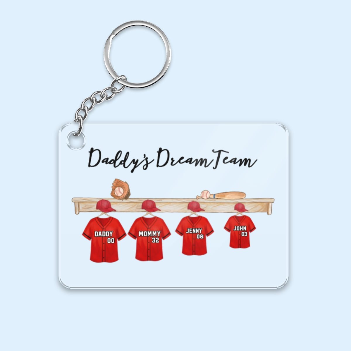 Daddy's Baseball Team Personalized Acrylic Keychain