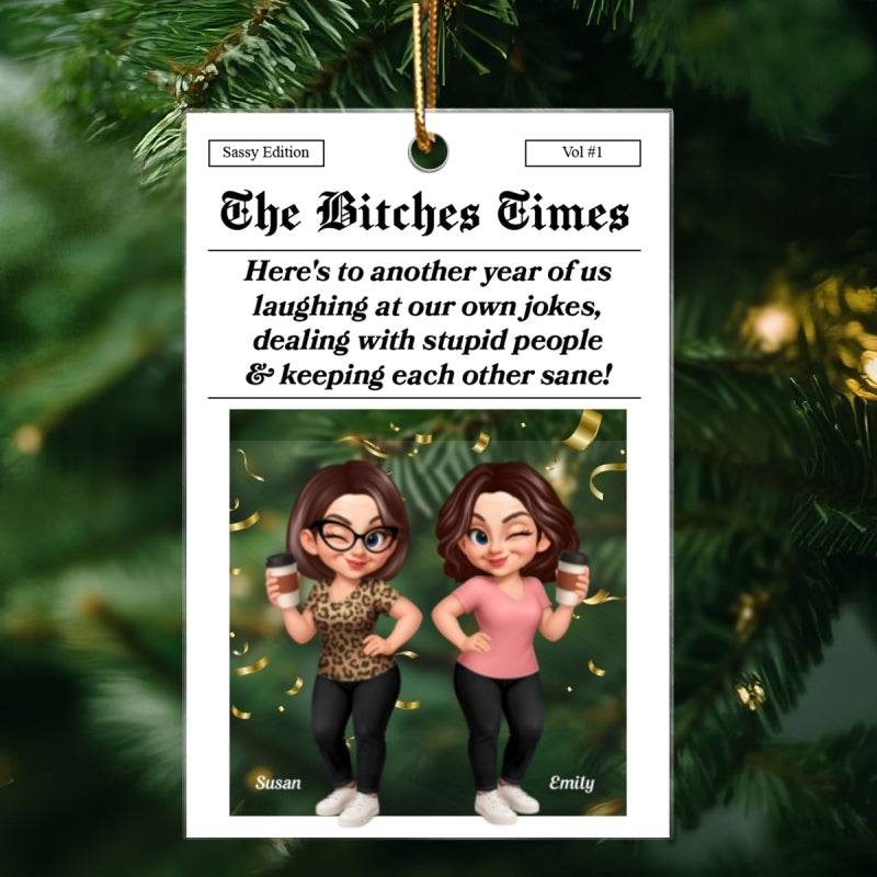 Besties Magazine Sassy Edition Cartoon Style Best Friends Personalized Acrylic Ornament