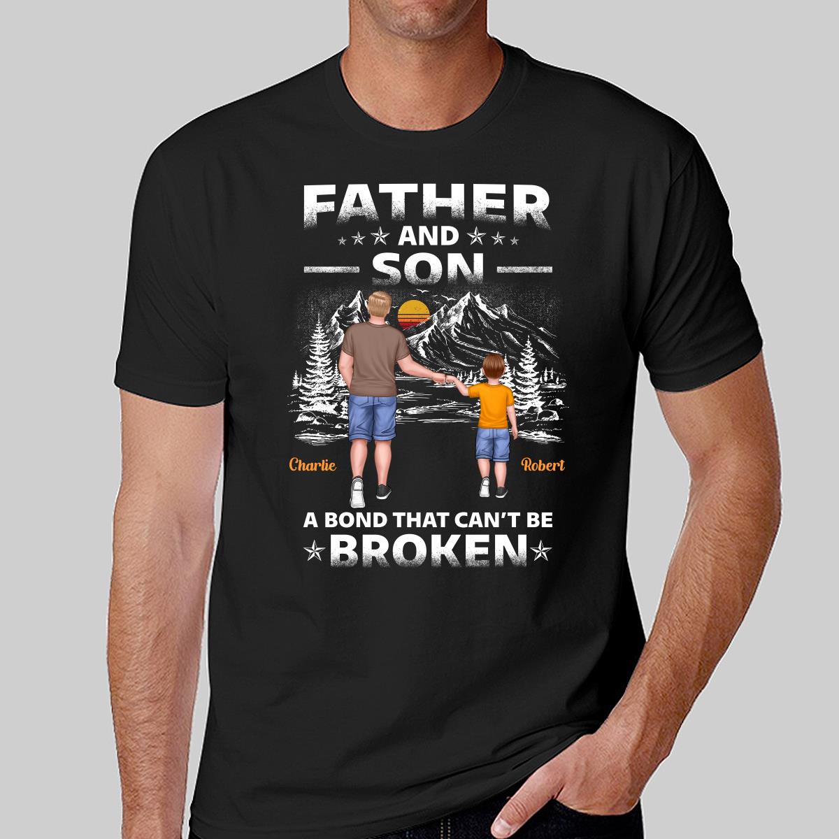 Father And Children Punch Hands Mountain Sketch Personalized Shirt