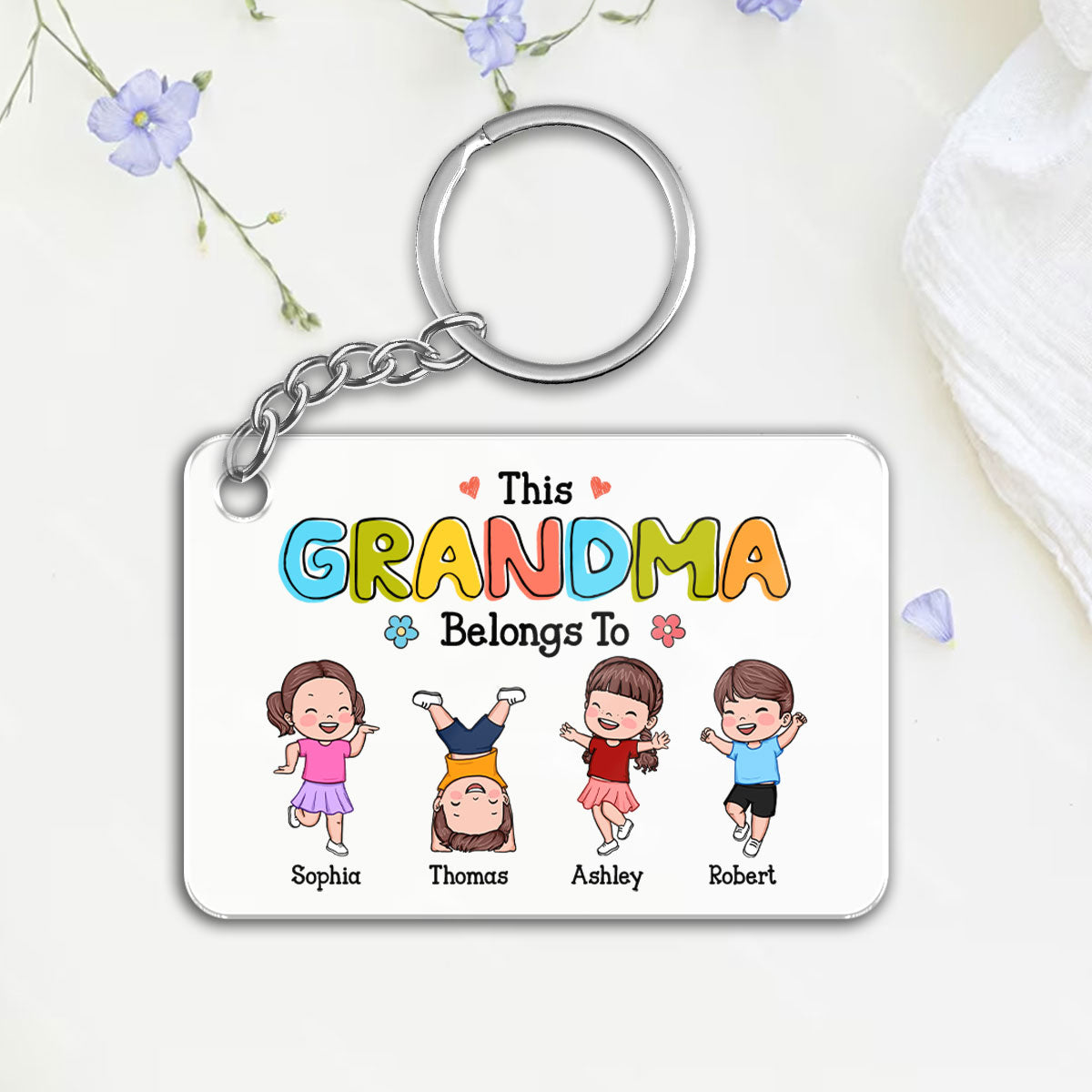 This Grandma Belongs To Naughty Kids Personalized Acrylic Keychain