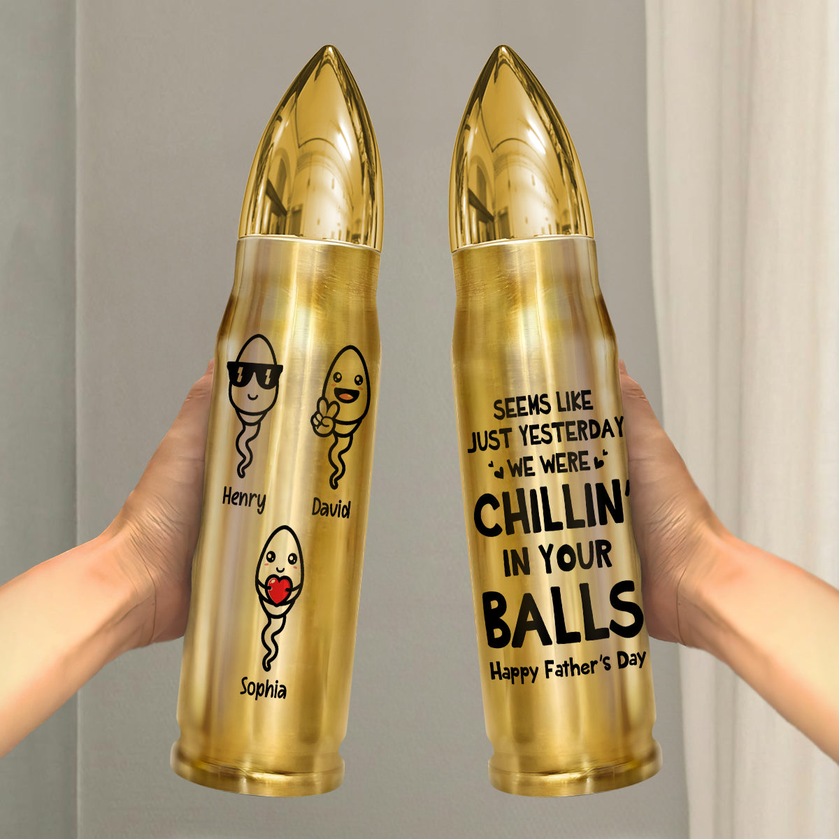 We Were Chillin‘ In Your Balls Funny Gift For Husband Dad Personalized Bullet Tumbler