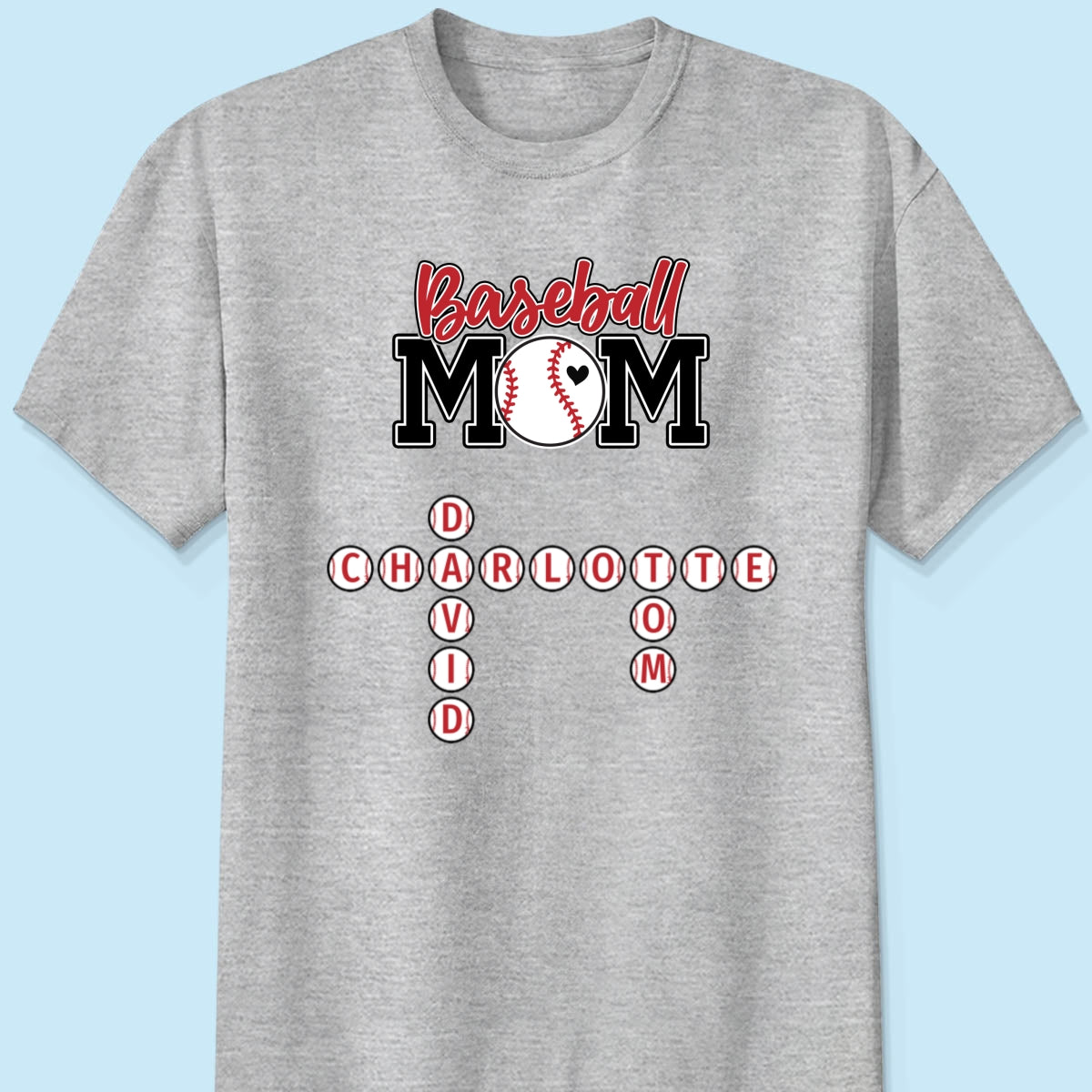 Baseball Mom Grandma Crossword Puzzle Art Personalized Shirt