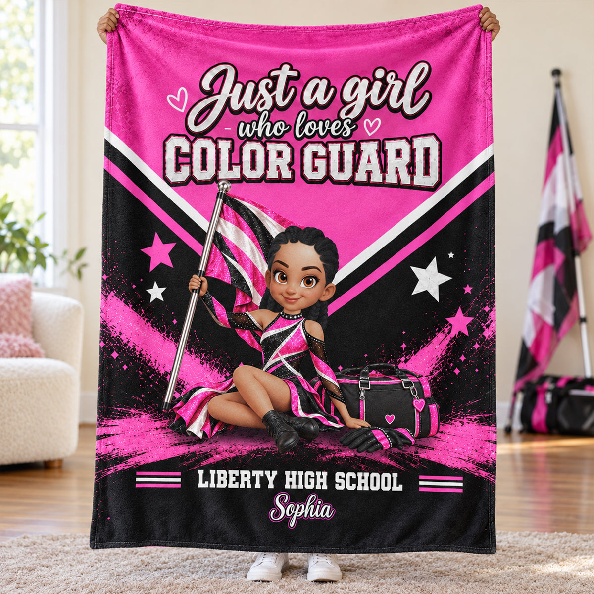 Just a Girl Who Loves Color Guard - Personalized Fleece Blanket - Christmas Gift for Daughter, Granddaughter, Niece