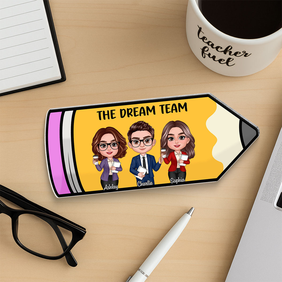 Doll Teacher Best Friends Colleagues Pencil Personalized Acrylic Block, Back To School Gift, Teacher Appreciation Gift