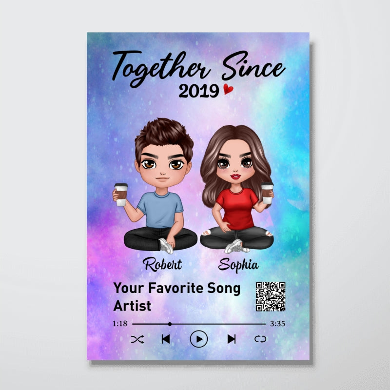 Doll Couple Sitting Favorite Song QR Code Personalized Vertical Poster