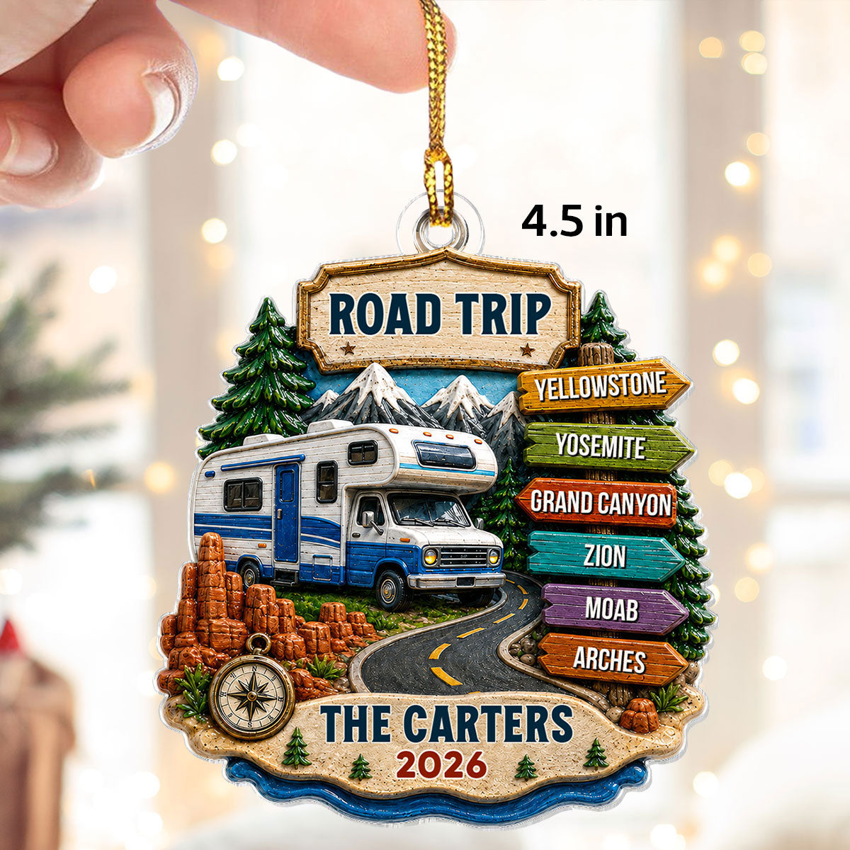 Trending Road Trip Travel Adventure - Personalized Acrylic Ornament - Vacation Gifts For Couple, Family