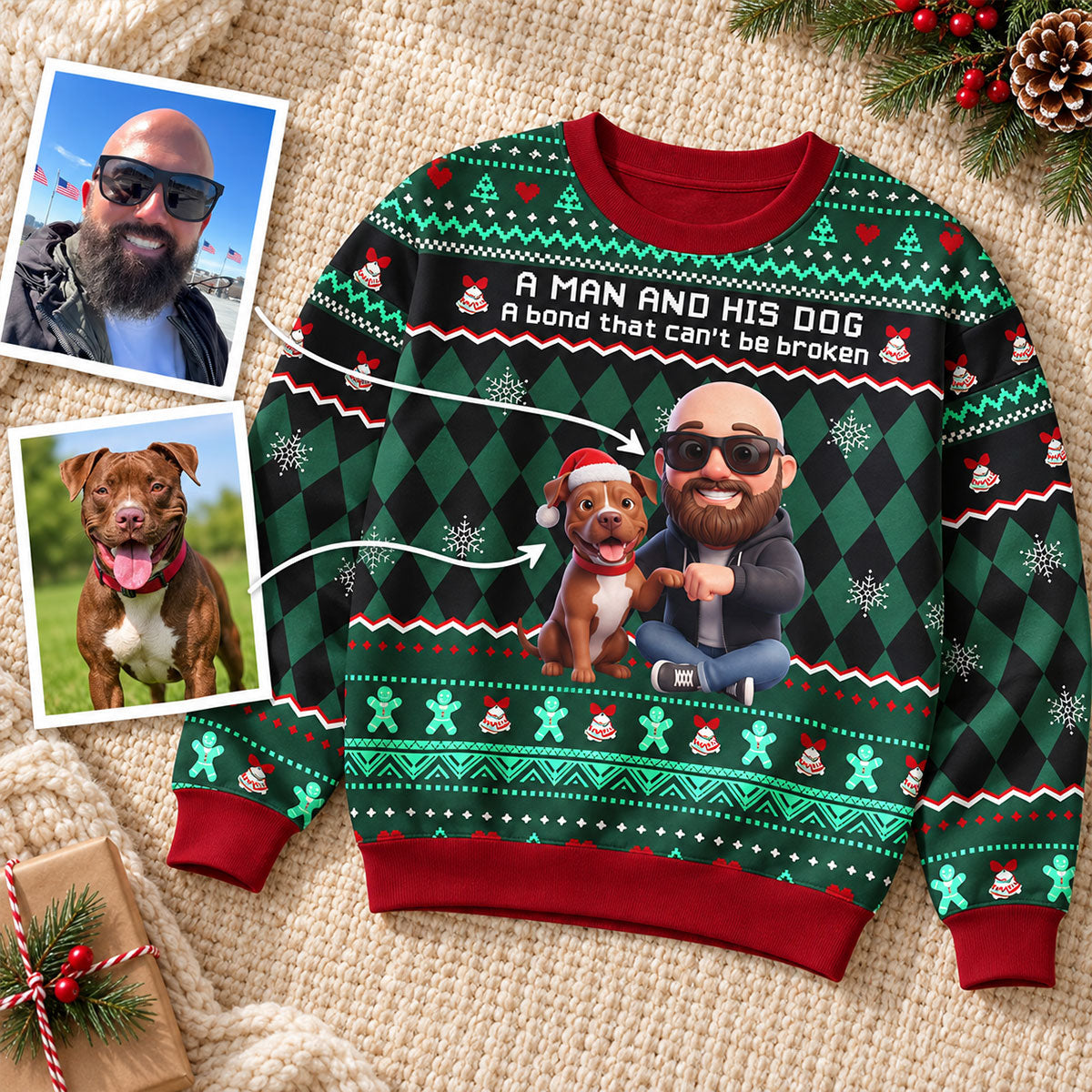 A Man and His Dog a Bond Can't be Broken - Personalized Sweatshirt - Funny Christmas Gift for Husband, Dad, Dog Dads