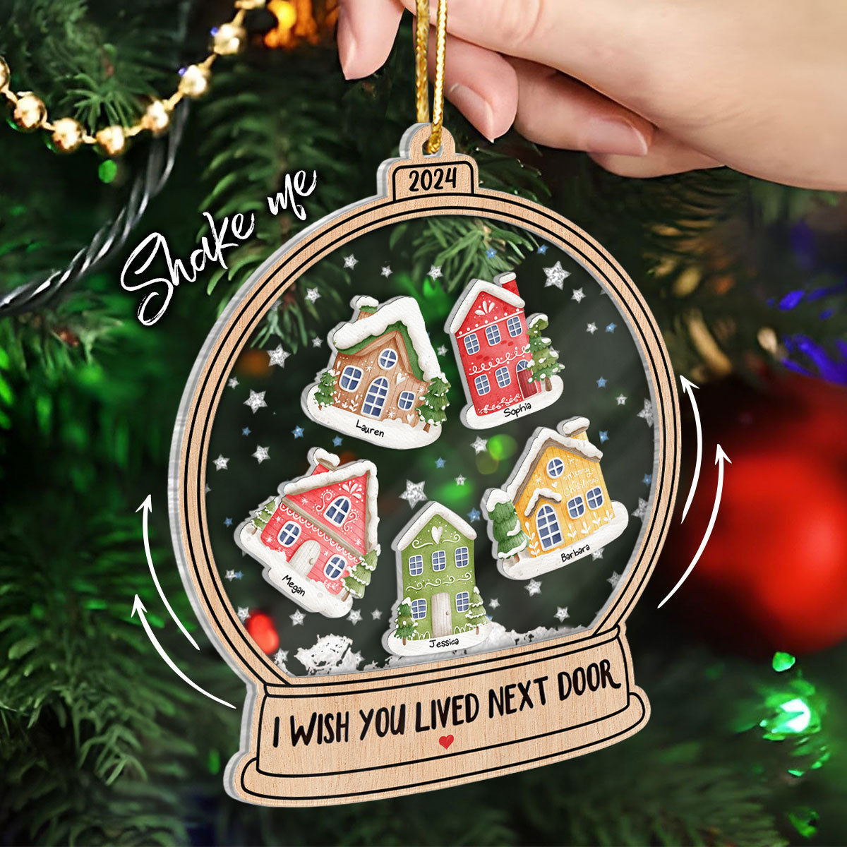 Wish You Lived Next Door Besties Friends Sisters Personalized Shaker Ornament