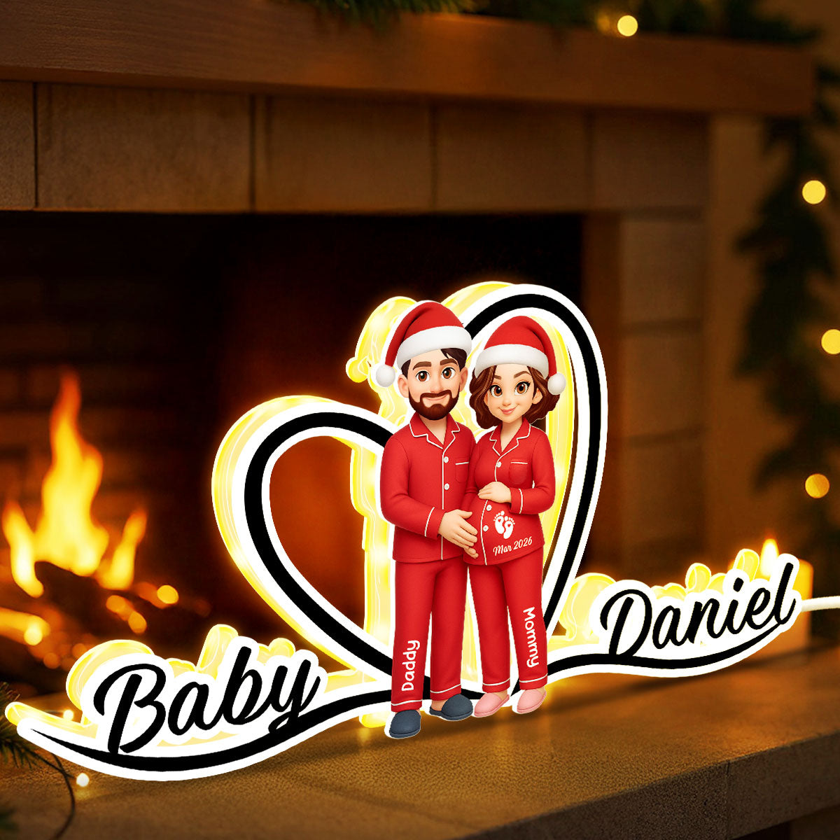 Expecting Parents Christmas Pregnancy - Personalized Light Box