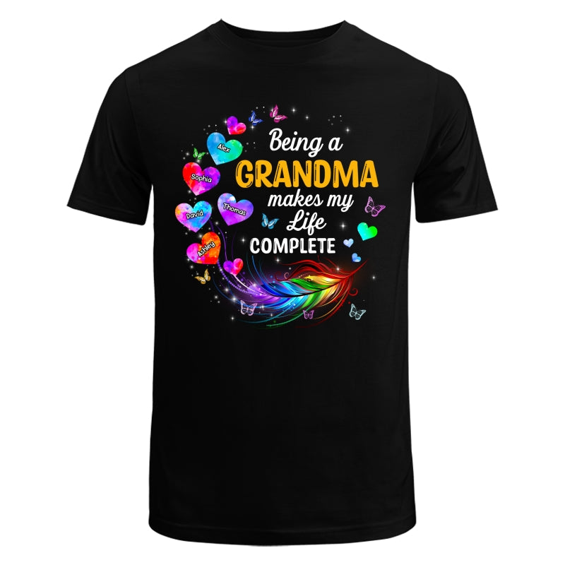 Colorful Feather Hearts Grandma Mom Personalized Shirt