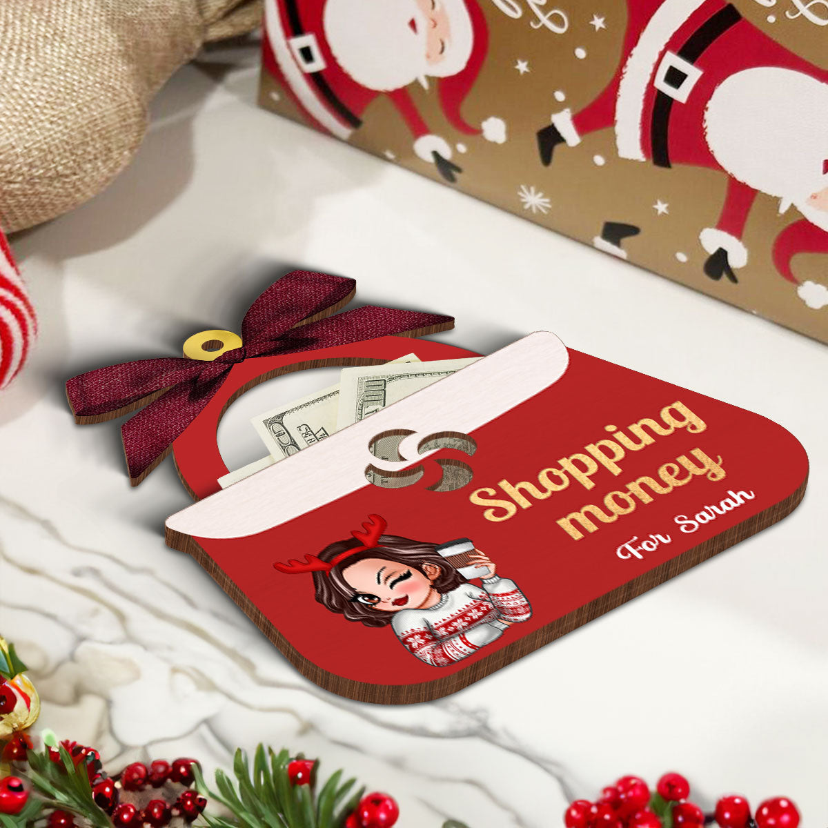 Shopping Money Gift Cards Holder Ornament, Personalized 3-Layered Ornament, Christmas Gifts For Her, Christmas Gifts For Daughter