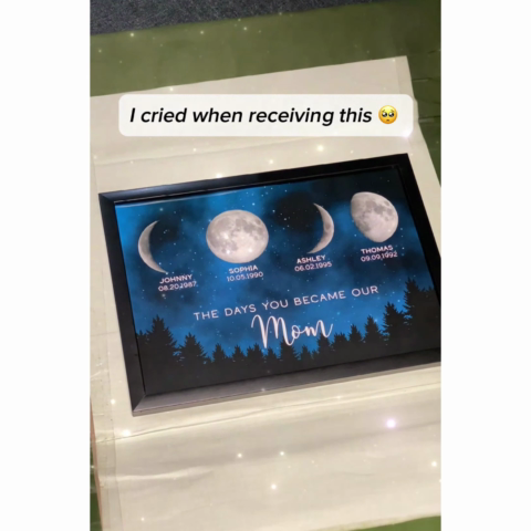Galaxy Night The Days You Became Our Mom Birthday Moon Phase - Personalized Poster - Gift for Mom, Gift for Grandma, Gift for Wife