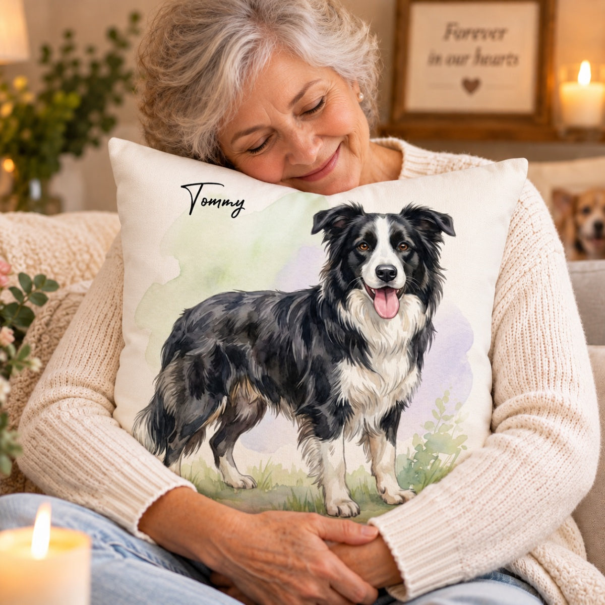 Custom Dog Cat Watercolor Portrait from Photo - Personalized Pillow - Christmas Gift for Dog Lovers, Memorial Gift