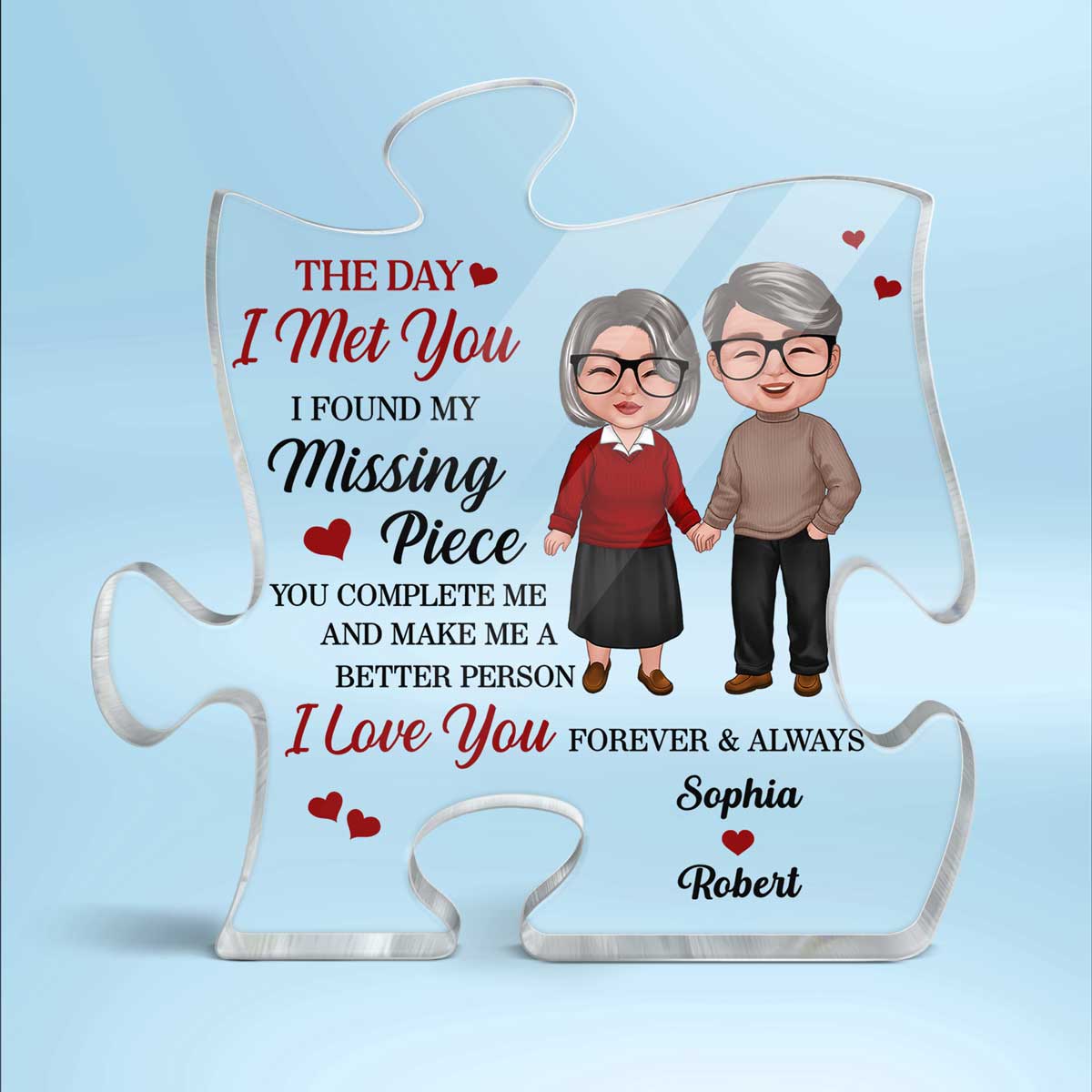 Old Doll Couple Found My Missing Piece Gift For Him For Her Personalized Puzzle Acrylic Plaque