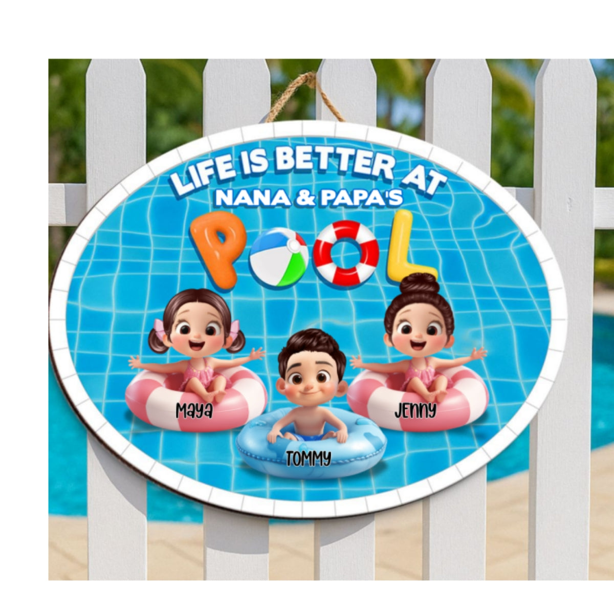Life Is Better At Grandma Grandpa Pool Personalized Wood Sign
