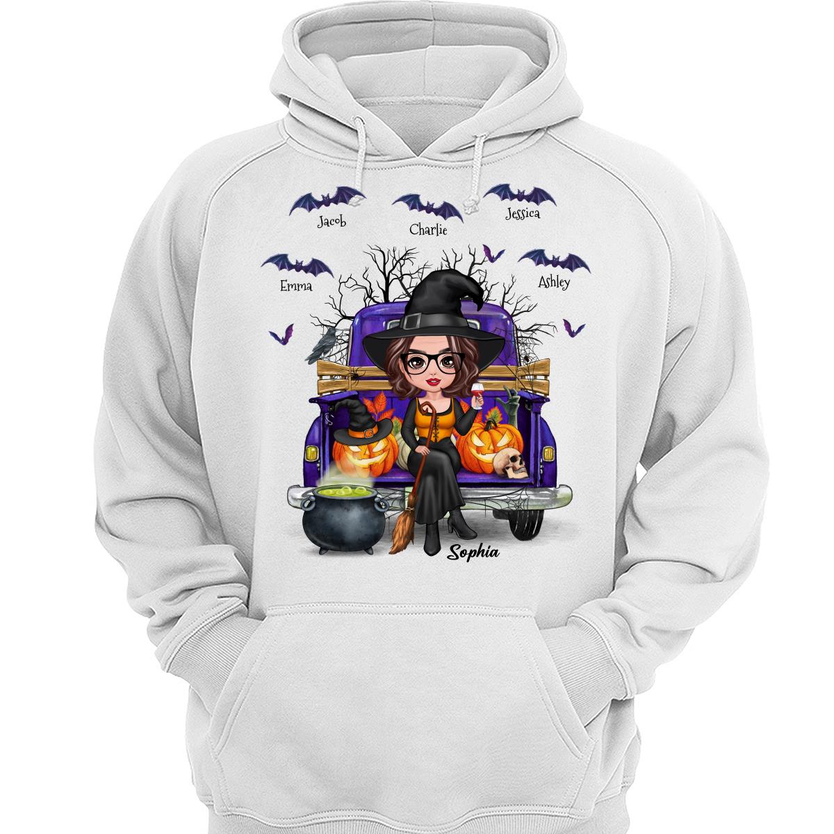 Grandma Mom Halloween On Purple Truck Personalized Shirt