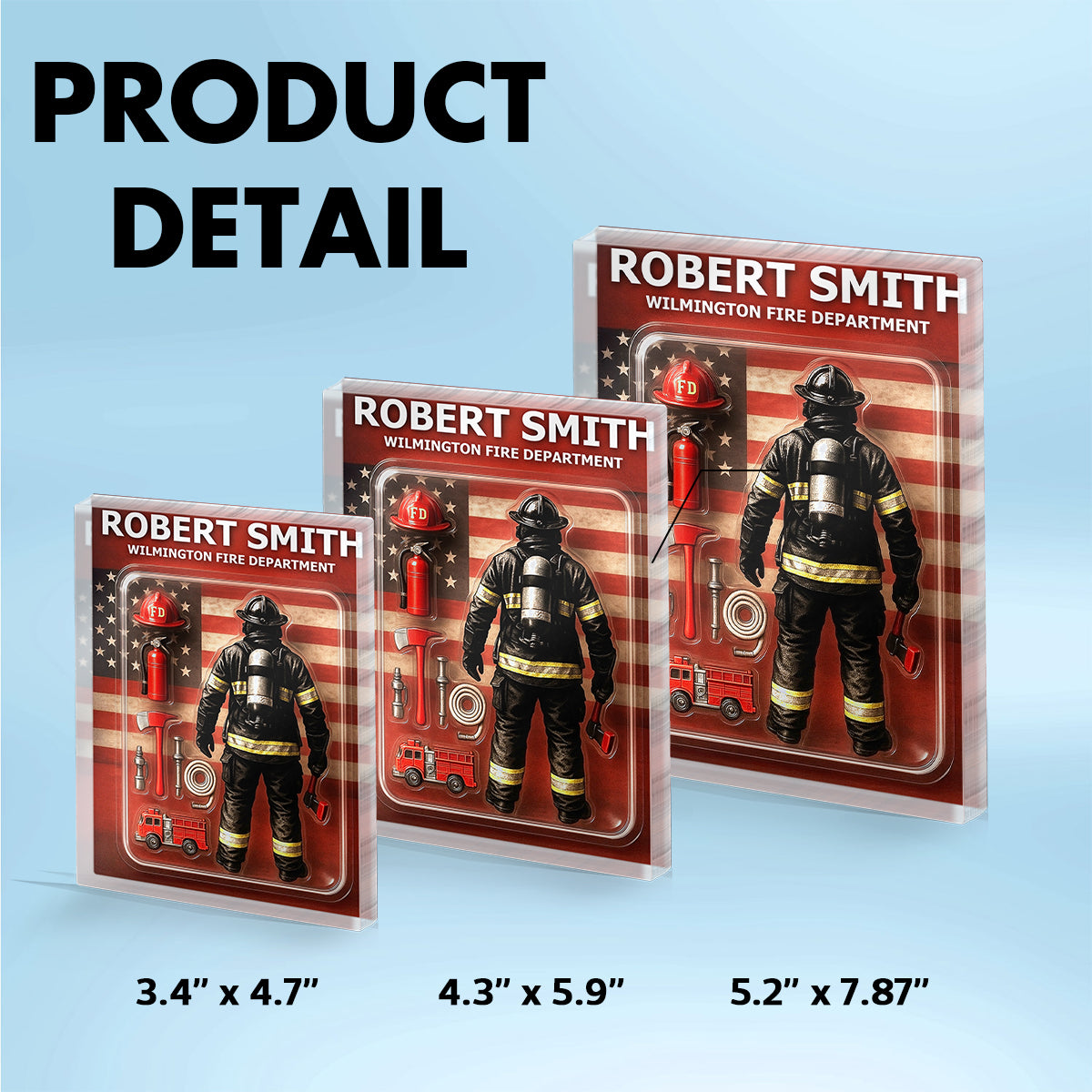 Firefighter Custom Figure Personalized Acrylic Block Plaque, Father's Day Gift for Dad, Gift for Husband