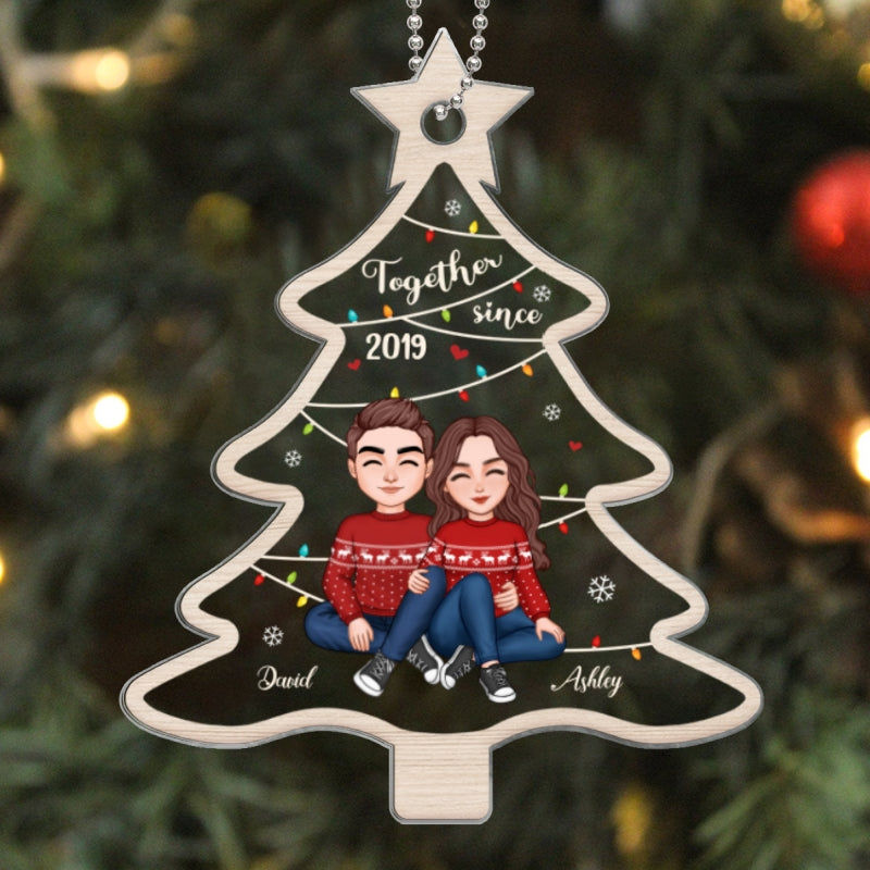Couple Together Since Christmas Tree Shaped Personalized Acrylic Ornament