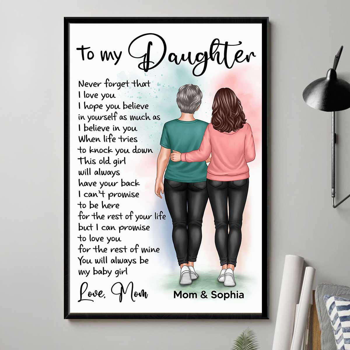 Mom And Daughter Walking To My Daughter Personalized Vertical Poster