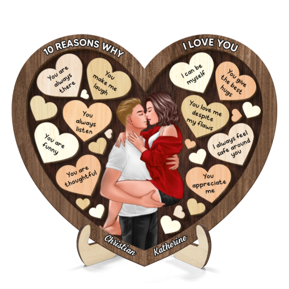 Couple Kissing Passionate In Heart Reasons Why I Love You,  Gift For Him, For Her
