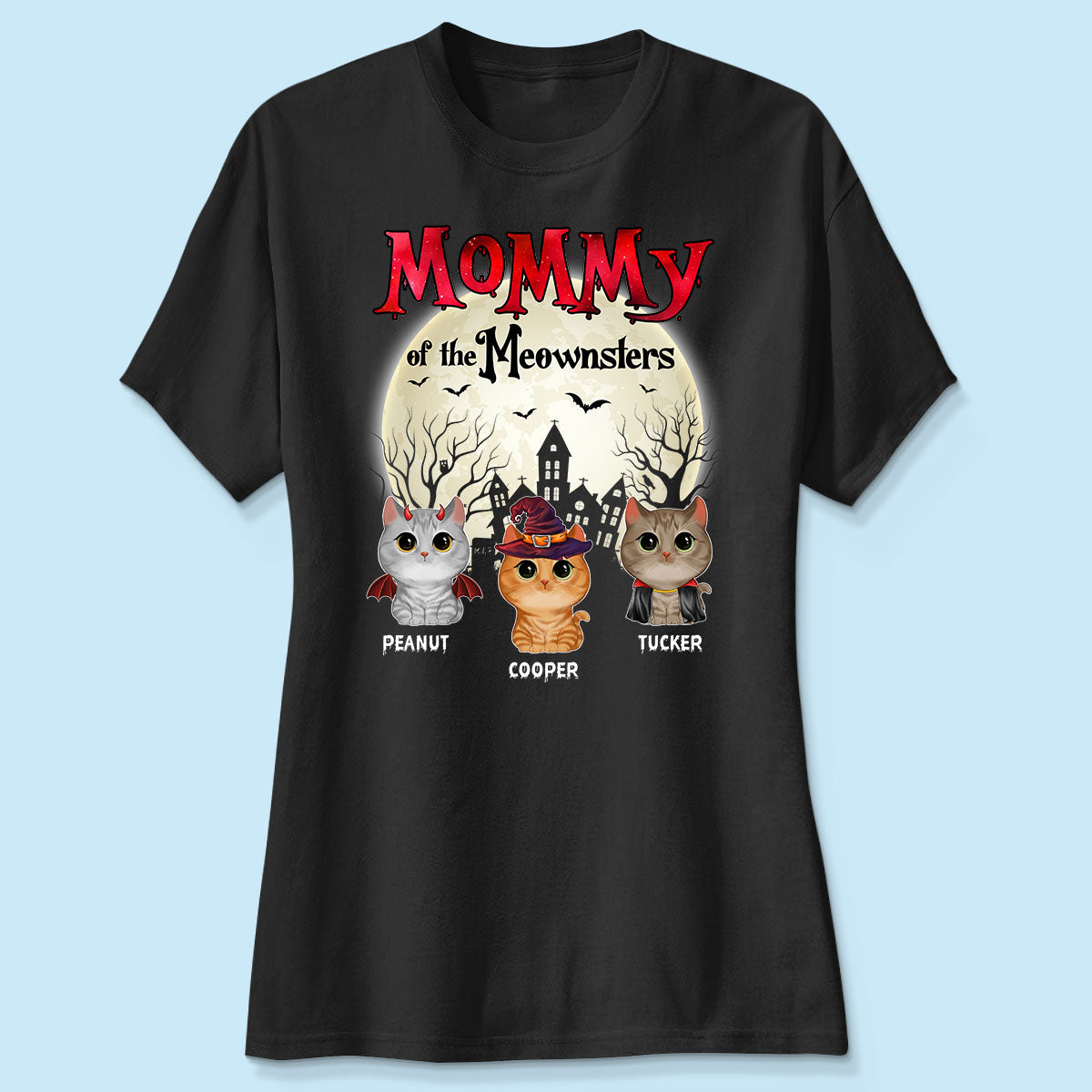 Mommy Of The Meownsters Halloween Watercolor Cute Cats Personalized Shirt