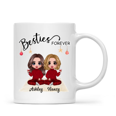 Doll Besties Christmas Checkered Pants Personalized Mug