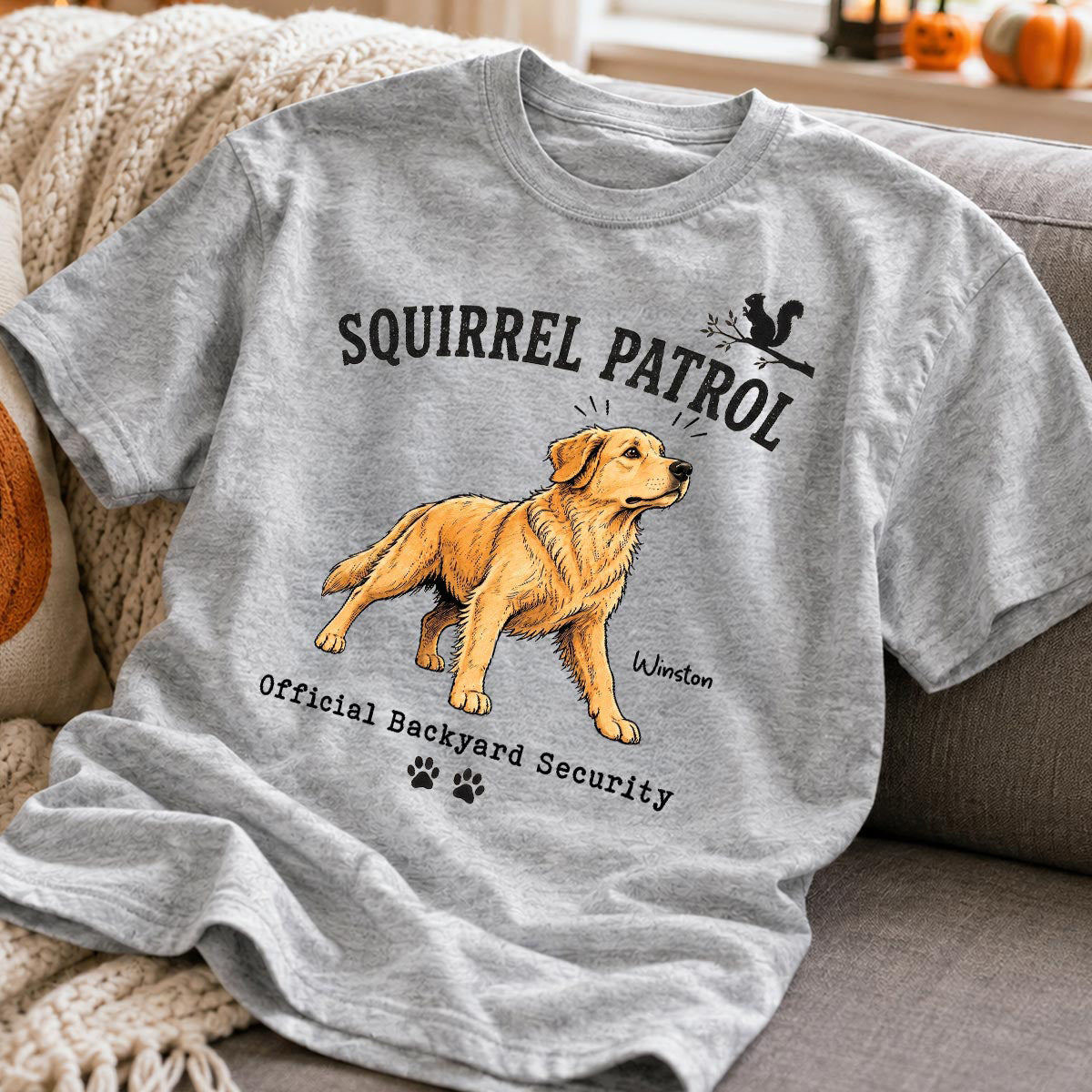 Squirrel Patrol Official Backyard Security Custom Dog Photo - Personalized Shirt - Funny Gift For Dog Lover