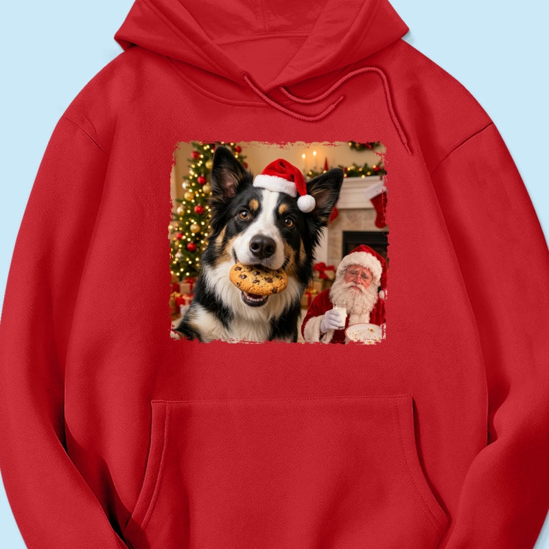 Dog Steal Cookie From Santa Upload Pet Photo - Personalized Shirt - Funny Gift For Dog Lovers