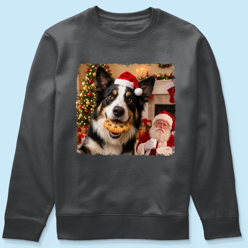 Dog Steal Cookie From Santa Upload Pet Photo - Personalized Shirt - Funny Gift For Dog Lovers