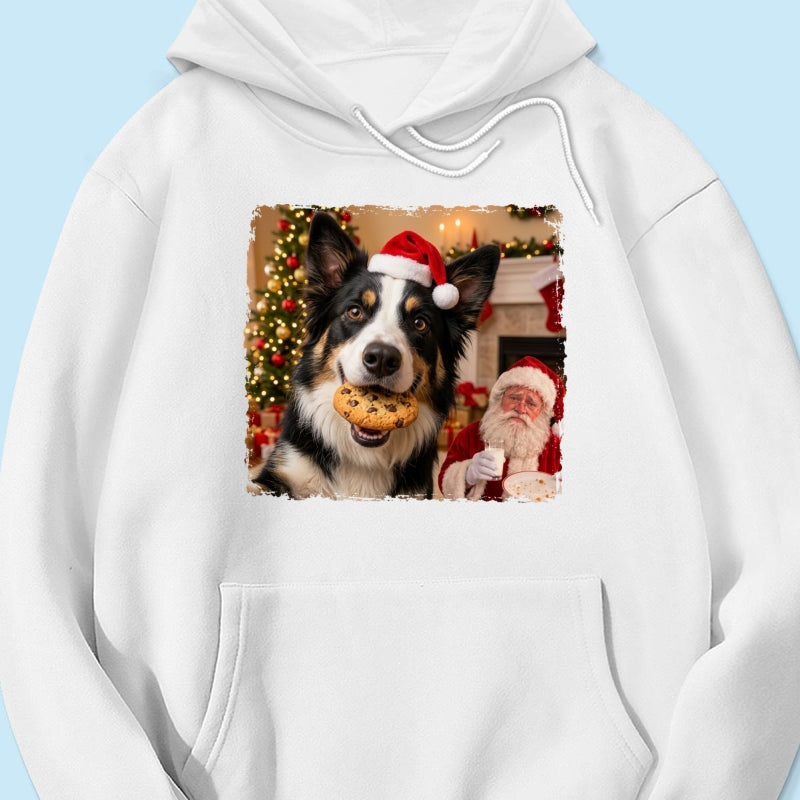 Dog Steal Cookie From Santa Upload Pet Photo - Personalized Shirt - Funny Gift For Dog Lovers