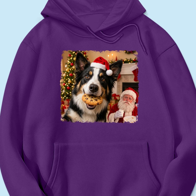 Dog Steal Cookie From Santa Upload Pet Photo - Personalized Shirt - Funny Gift For Dog Lovers