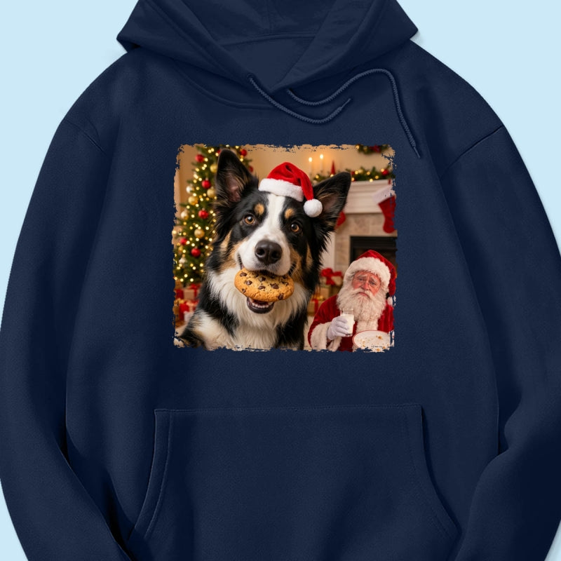Dog Steal Cookie From Santa Upload Pet Photo - Personalized Shirt - Funny Gift For Dog Lovers