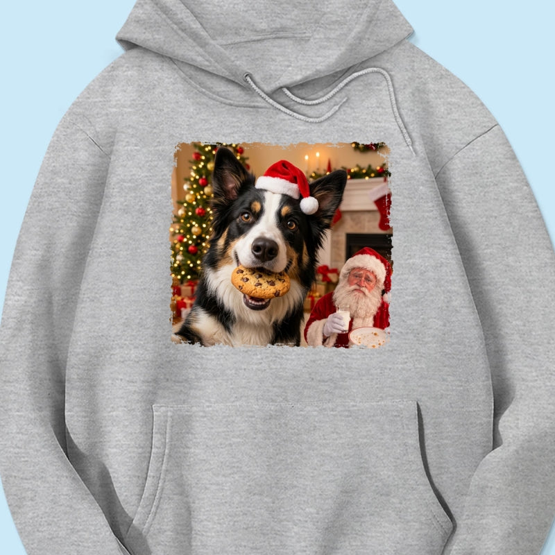 Dog Steal Cookie From Santa Upload Pet Photo - Personalized Shirt - Funny Gift For Dog Lovers