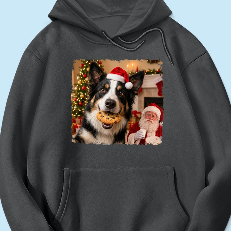 Dog Steal Cookie From Santa Upload Pet Photo - Personalized Shirt - Funny Gift For Dog Lovers