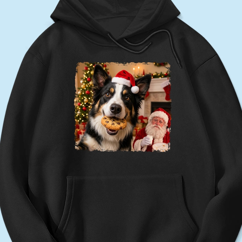 Dog Steal Cookie From Santa Upload Pet Photo - Personalized Shirt - Funny Gift For Dog Lovers