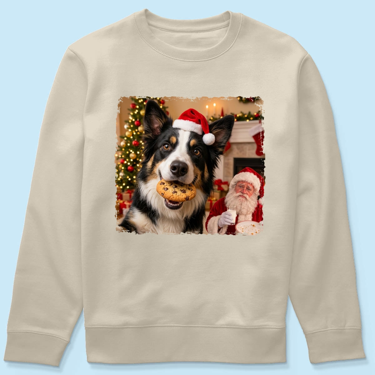 Dog Steal Cookie From Santa Upload Pet Photo - Personalized Shirt - Funny Gift For Dog Lovers