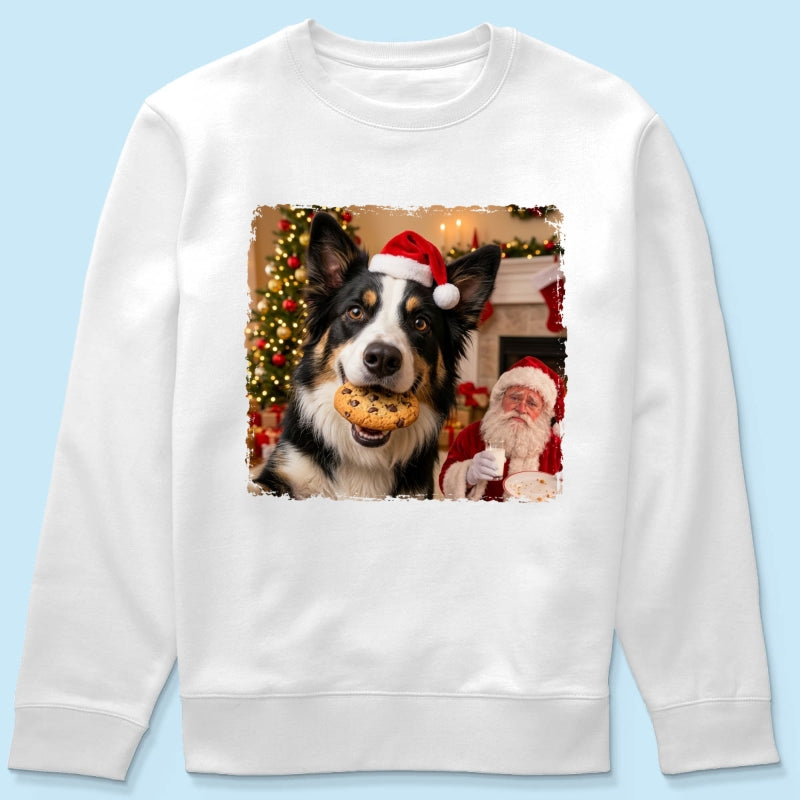 Dog Steal Cookie From Santa Upload Pet Photo - Personalized Shirt - Funny Gift For Dog Lovers