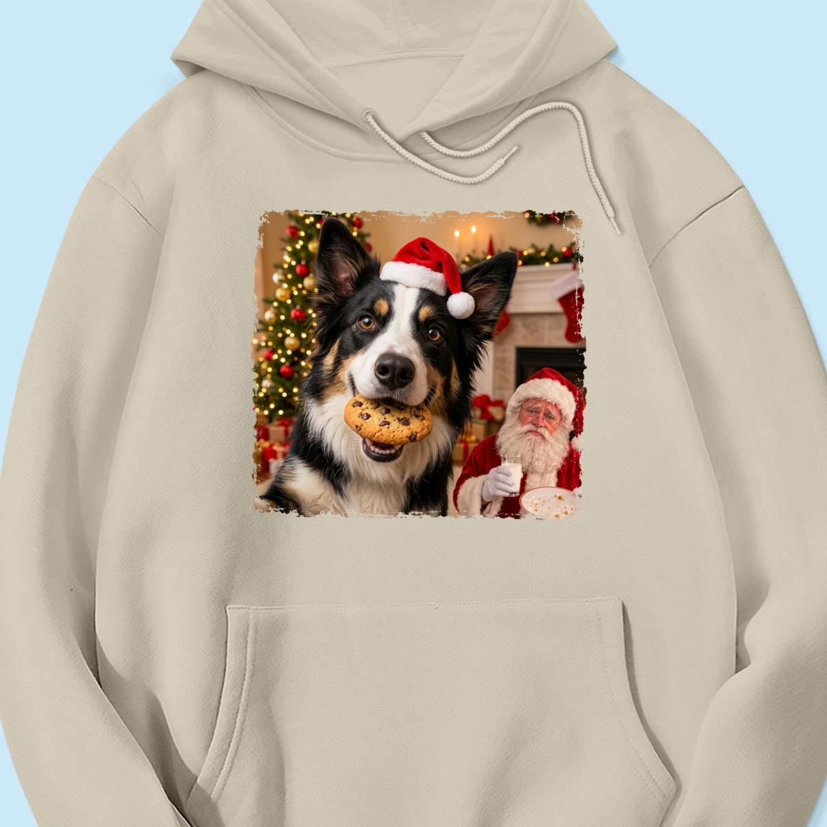 Dog Steal Cookie From Santa Upload Pet Photo - Personalized Shirt - Funny Gift For Dog Lovers